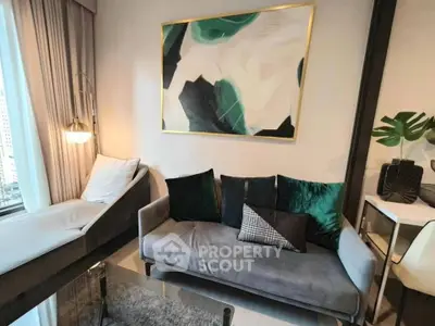 Stylish living room with modern decor and cozy seating area