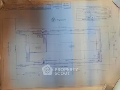 Architectural blueprint showcasing detailed floor plan layout for real estate development.