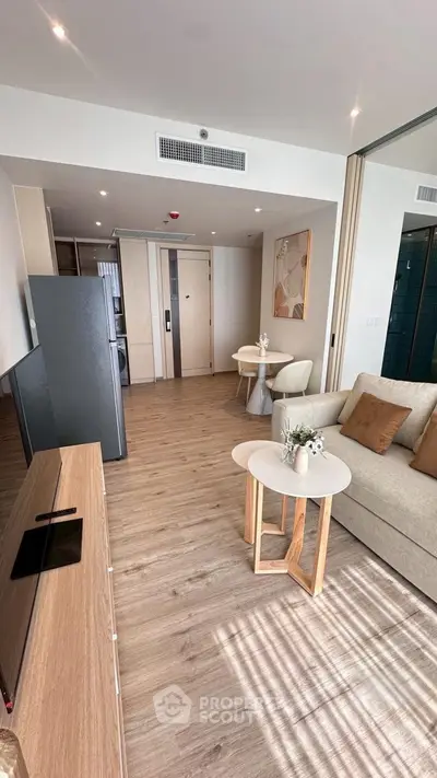 Modern living room with open layout and stylish decor