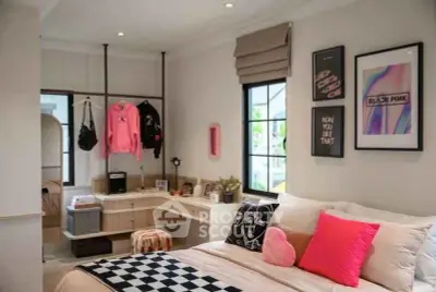 Stylish bedroom with modern decor and cozy ambiance