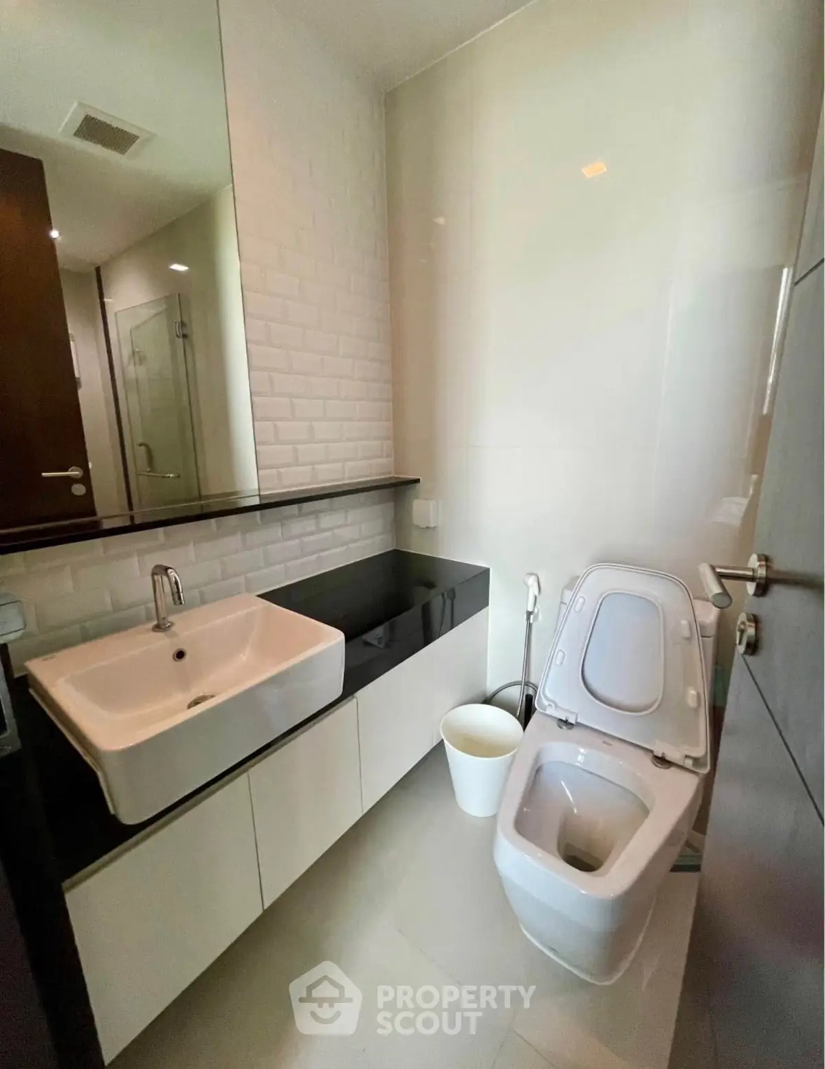 Modern bathroom with sleek fixtures and minimalist design