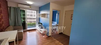 Modern apartment living room with balcony and stylish decor
