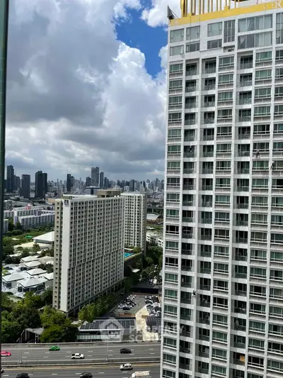 Stunning urban skyline view from high-rise building with modern architecture and cityscape panorama.