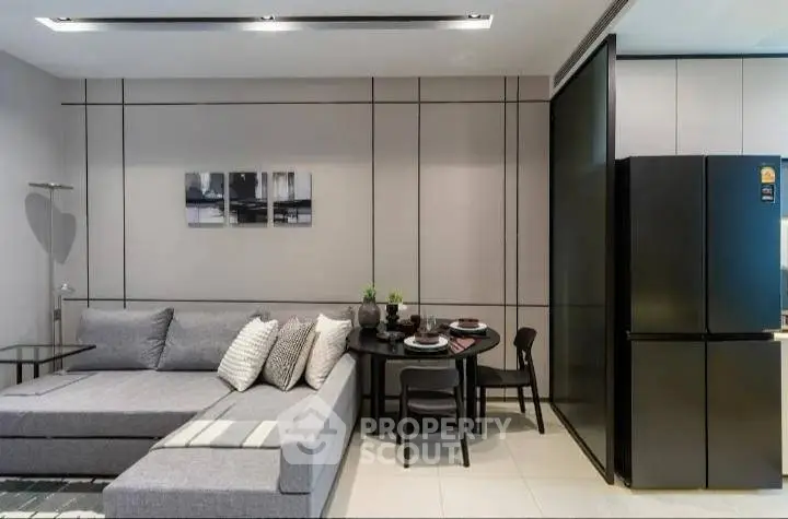 Modern living room with sleek furniture and stylish decor