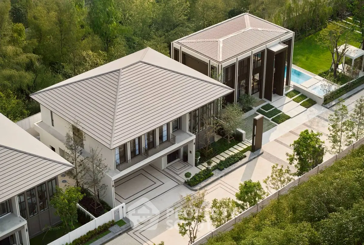 Luxurious modern villa with lush garden and private pool, perfect for upscale living.