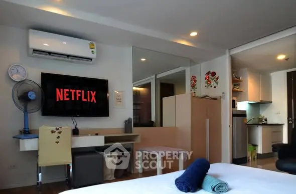 Modern studio apartment with open layout and stylish decor