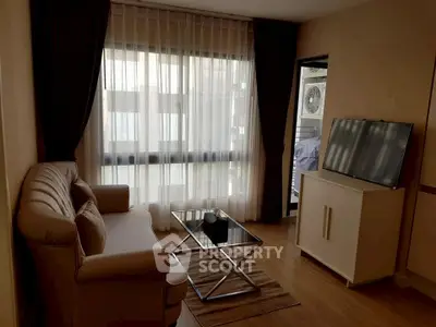 Cozy living room with modern decor and natural light