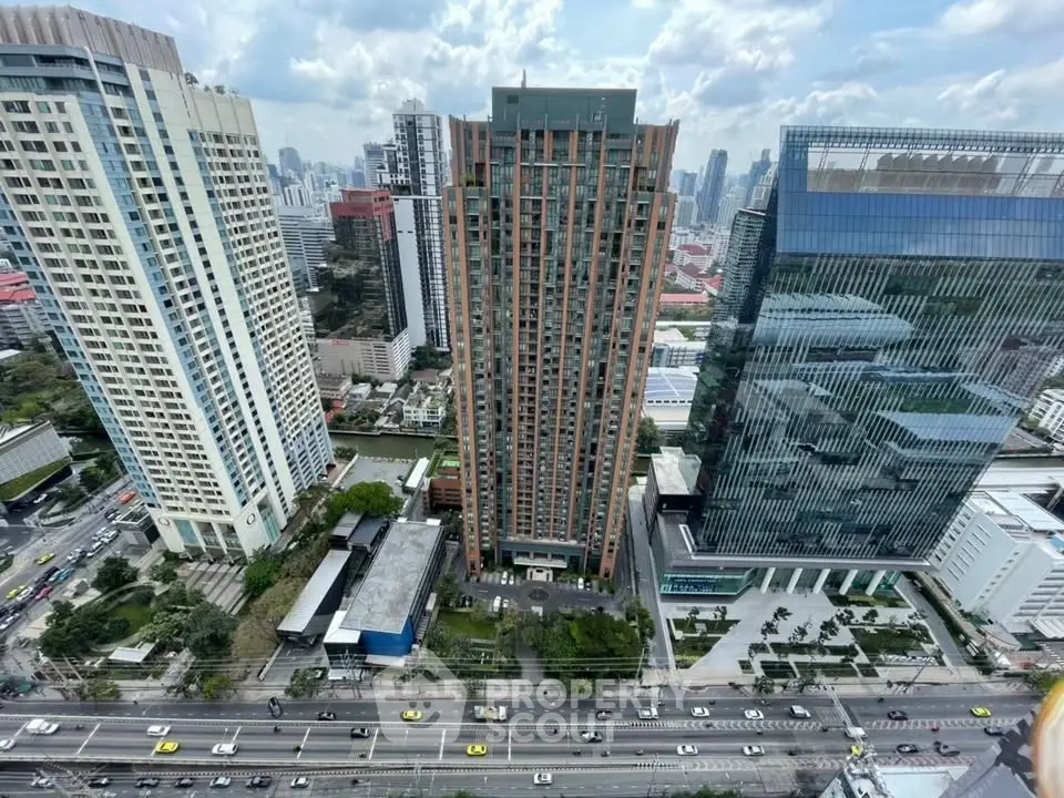 Stunning high-rise buildings with cityscape view from above, showcasing urban living at its finest.