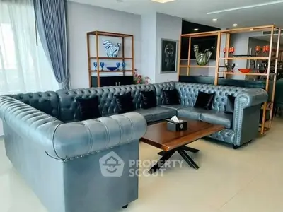 Luxurious living room with elegant gray sectional sofa and modern decor