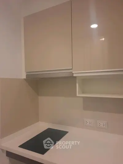 Modern kitchen with sleek cabinetry and electric cooktop