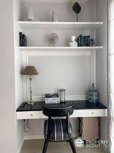 Stylish home office nook with modern desk and elegant decor