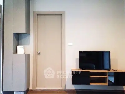 Modern living room with sleek TV stand and minimalist design
