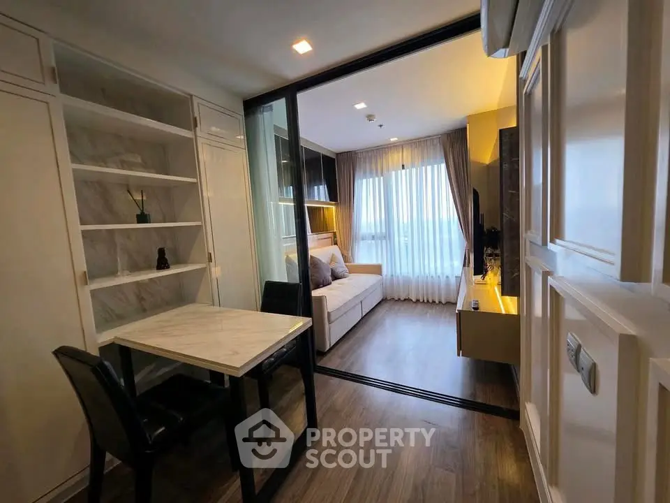 Modern living room with elegant decor and natural light