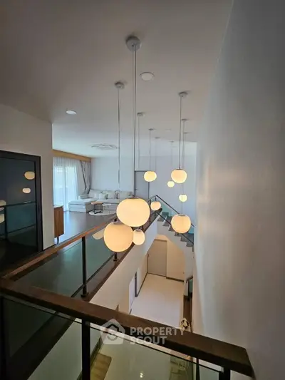 Modern interior with stylish lighting and open living space