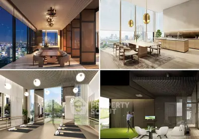 Luxurious modern interiors with stunning city views and elegant design elements.