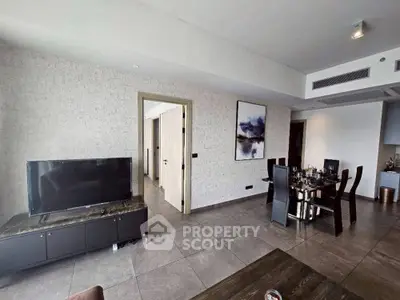Modern living room with dining area and stylish decor