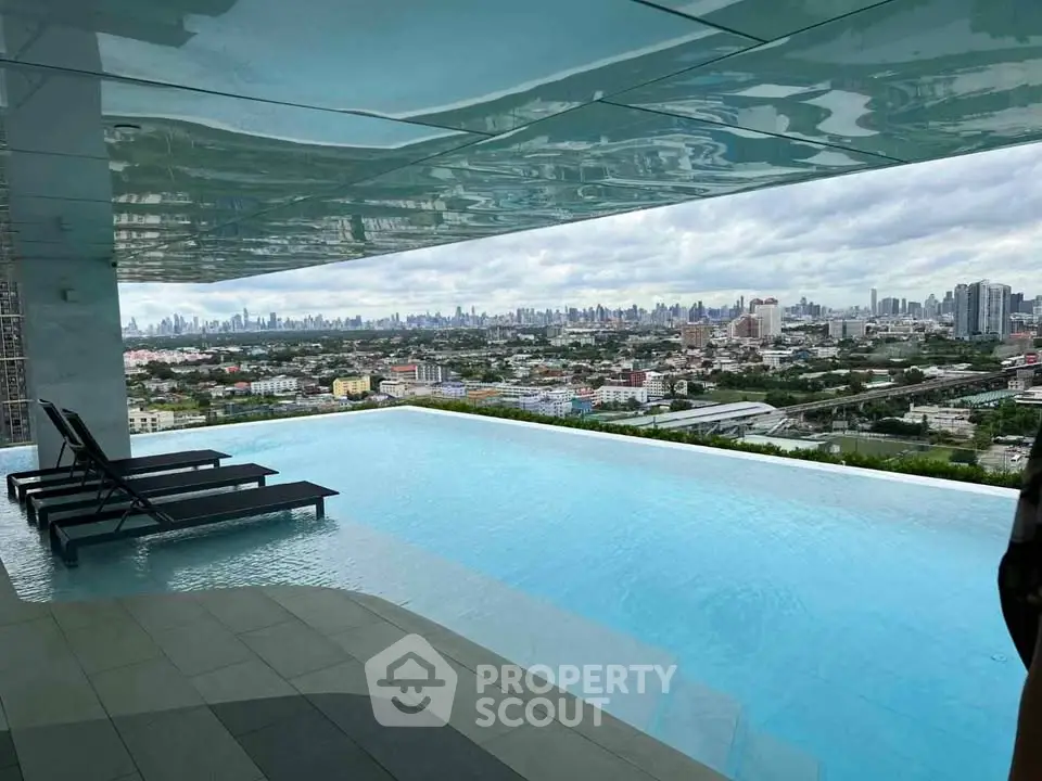 Stunning rooftop infinity pool with panoramic city skyline view