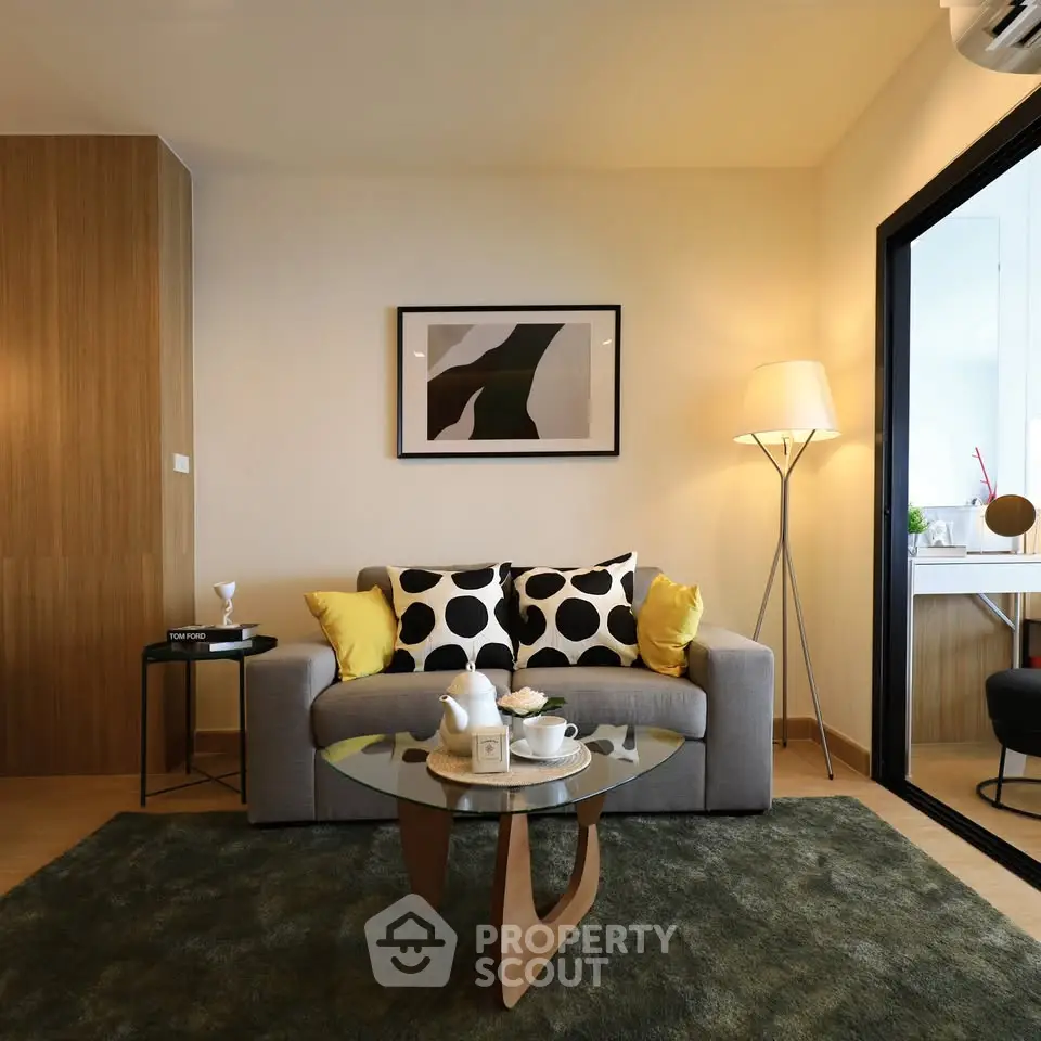 Modern living room with stylish decor and cozy ambiance