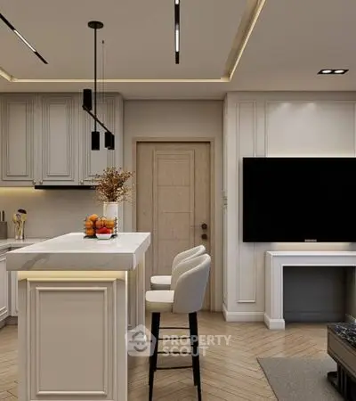 Modern kitchen with sleek design and stylish bar seating