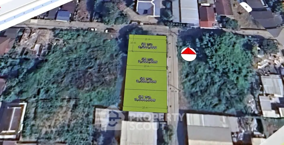 Prime real estate land plot map with dimensions and pricing details.