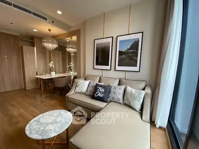 Luxurious living room with elegant decor and chic furniture in modern apartment.