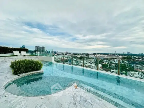 Stunning rooftop pool with panoramic city views and modern design.