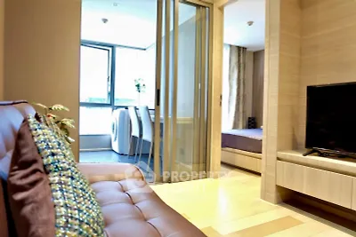 Modern apartment interior with cozy living room and stylish bedroom