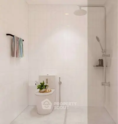 Modern minimalist bathroom with sleek shower and elegant decor