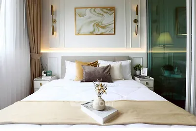 Luxurious bedroom with elegant decor and cozy ambiance
