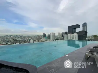 Luxurious rooftop infinity pool with stunning city skyline view