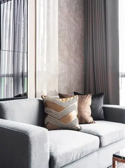 Modern living room with stylish sofa and elegant decor