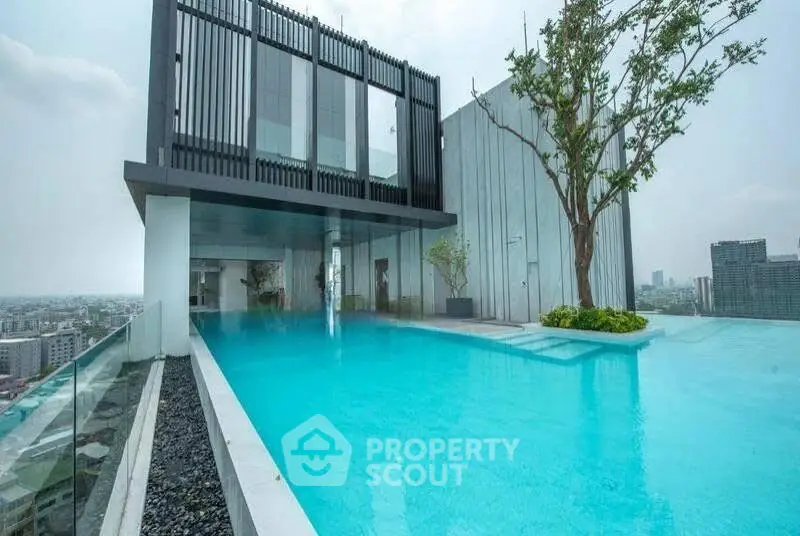 Stunning rooftop infinity pool with panoramic city views and modern architecture.