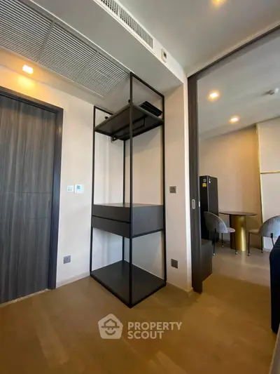 Modern apartment interior with sleek open layout and stylish furniture