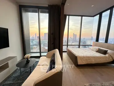 Luxurious high-rise apartment with stunning city view and modern interior design