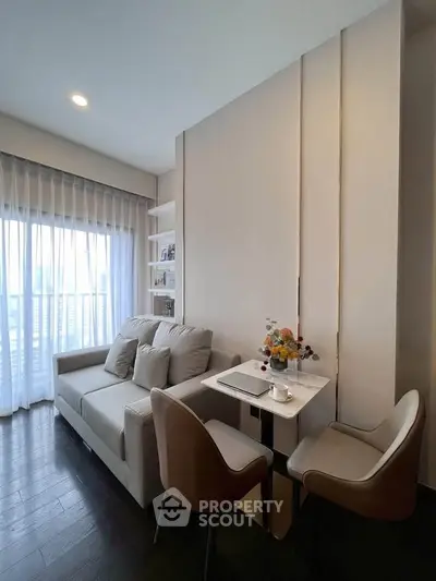 Cozy living room with modern decor and natural light