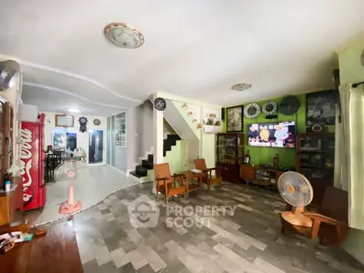 Spacious living room with vintage decor and open layout