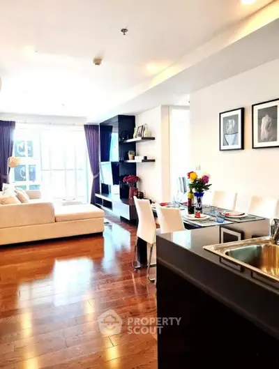 Spacious modern living room with open layout and elegant decor