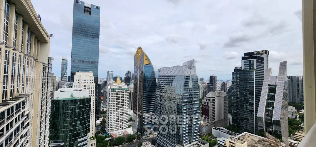 Stunning cityscape view of modern skyscrapers in a bustling urban environment.