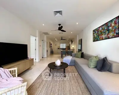 Spacious modern living room with stylish decor and open layout