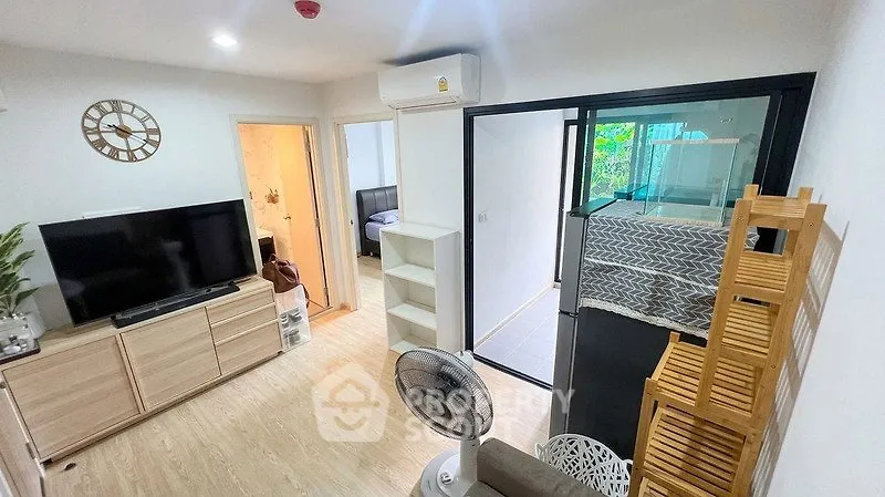 Modern living room with air conditioning and stylish decor