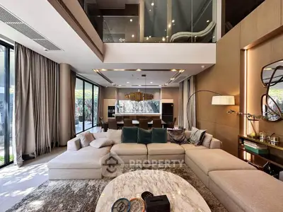 Luxurious modern living room with elegant decor and spacious seating area