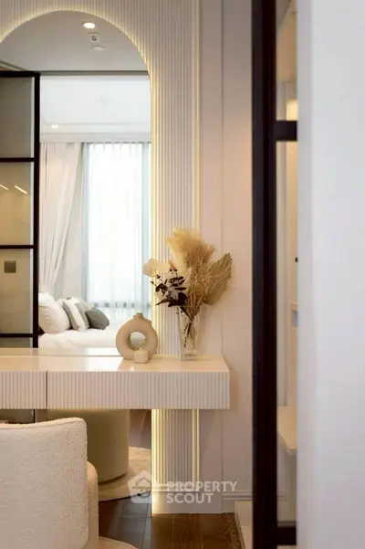 Elegant modern living room with stylish decor and natural light