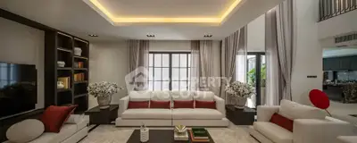 Luxurious modern living room with elegant decor and spacious seating area