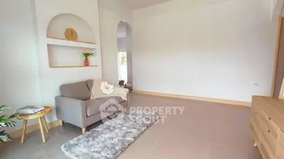 Cozy living room with modern decor and natural light