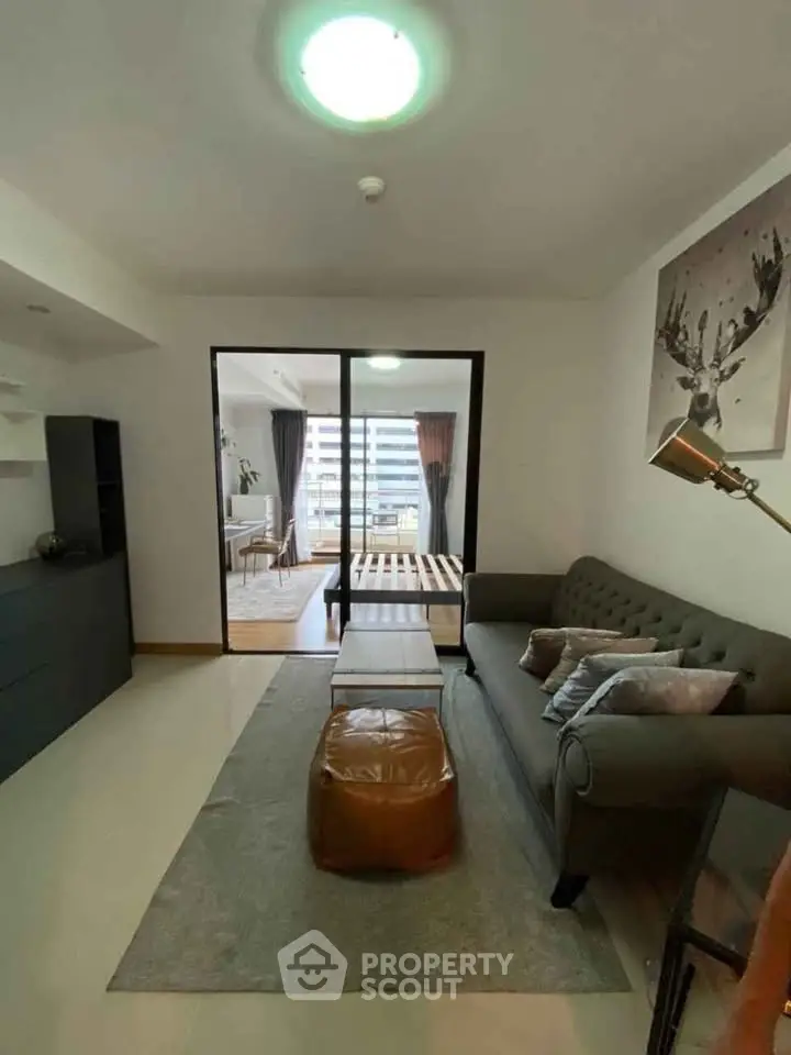 Modern living room with stylish decor and natural light