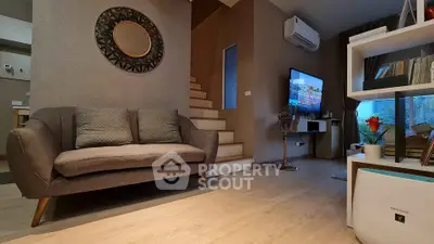 Stylish living room with modern decor and cozy ambiance
