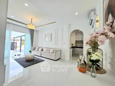 Luxurious living room with elegant decor and open layout