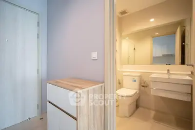 Modern bathroom with sleek fixtures and minimalist design
