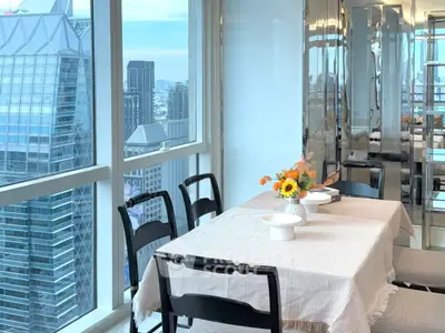 Stunning dining area with panoramic city view and elegant decor