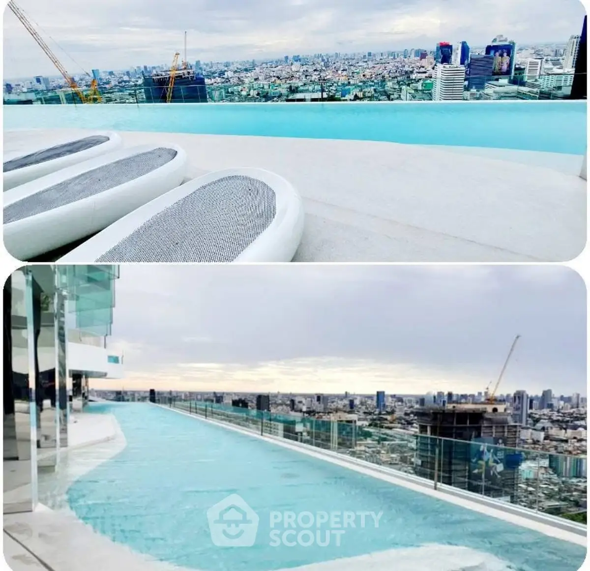 Luxurious rooftop infinity pool with stunning city skyline views, perfect for relaxation and leisure.